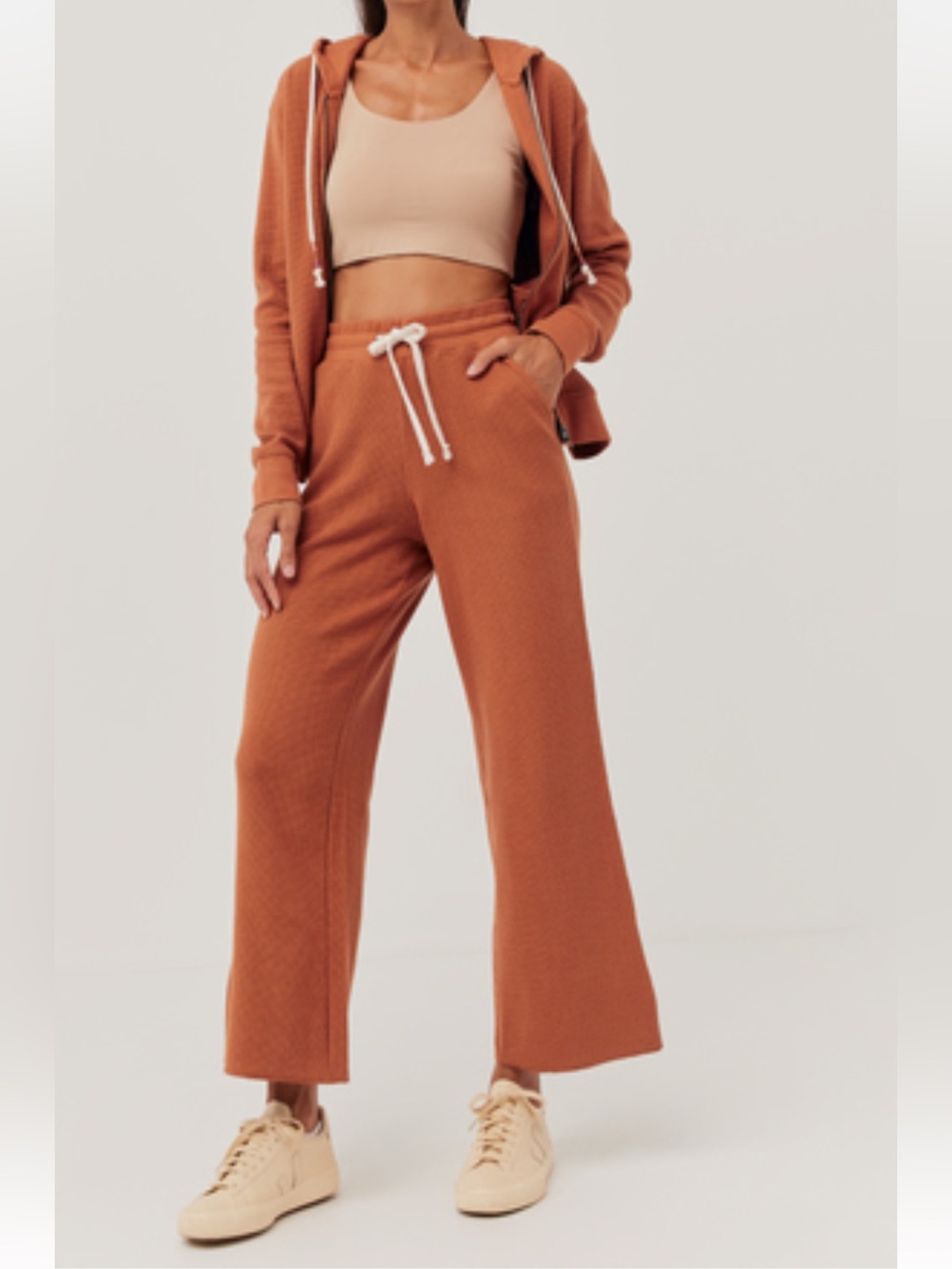 Pact Wide-Leg Drawstring Pants in Rust